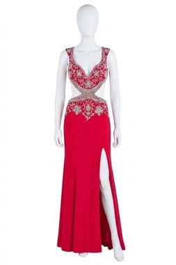 NEW ANGELA & ALISON sparkling prom dress in hot red